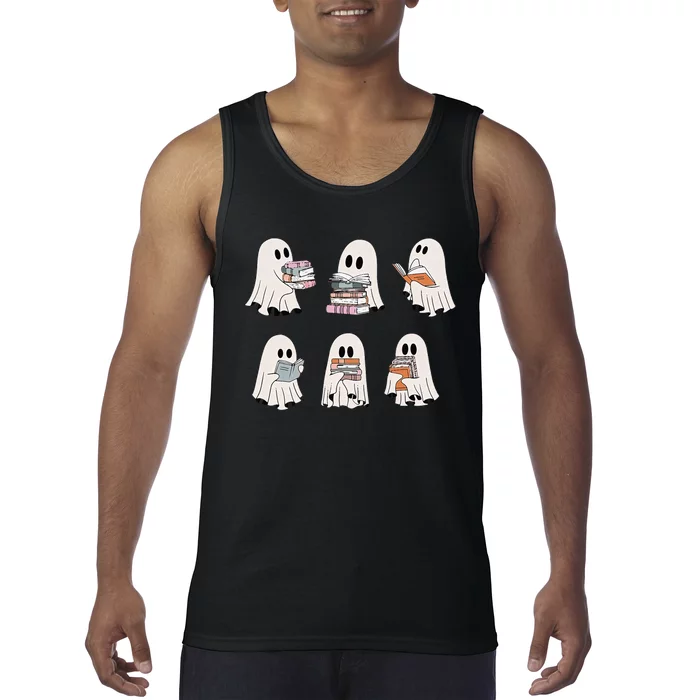 Retro Teacher Halloween Ghost Read More Books Tank Top