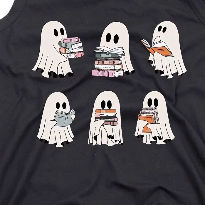 Retro Teacher Halloween Ghost Read More Books Tank Top