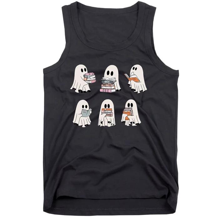 Retro Teacher Halloween Ghost Read More Books Tank Top