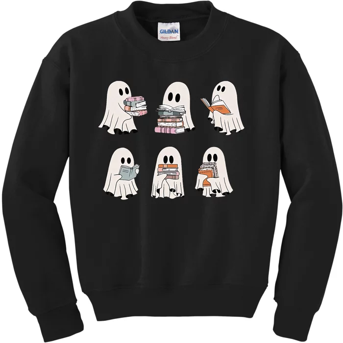 Retro Teacher Halloween Ghost Read More Books Kids Sweatshirt