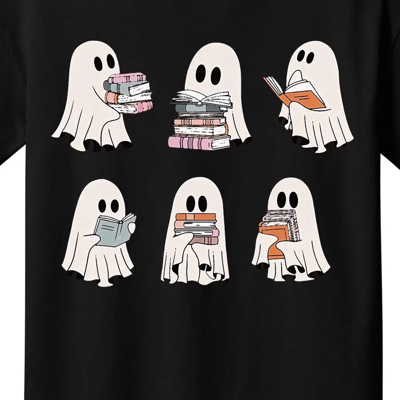 Retro Teacher Halloween Ghost Read More Books Kids T-Shirt