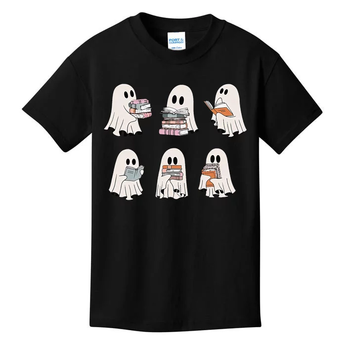 Retro Teacher Halloween Ghost Read More Books Kids T-Shirt