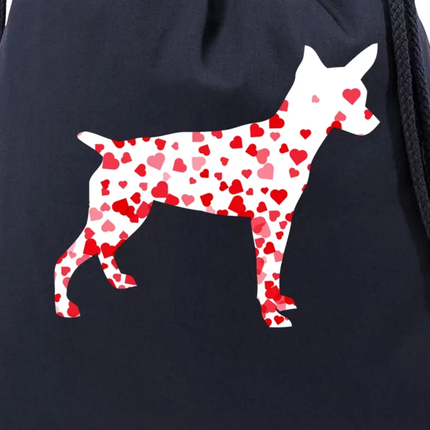 Rat Terrier Heart Dog Valentine's Day Gift Drawstring Bag