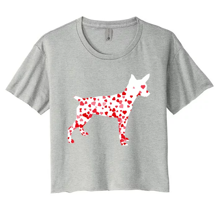 Rat Terrier Heart Dog Valentine's Day Gift Women's Crop Top Tee