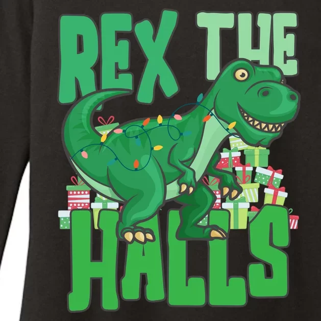 Rex The Halls Dinosaur Christmas Womens CVC Long Sleeve Shirt