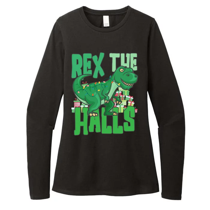 Rex The Halls Dinosaur Christmas Womens CVC Long Sleeve Shirt