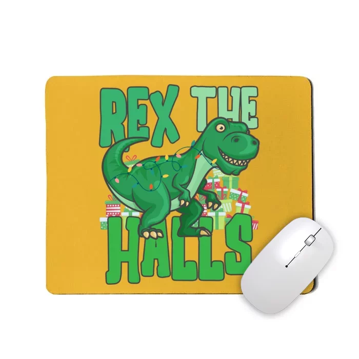 Rex The Halls Dinosaur Christmas Mousepad