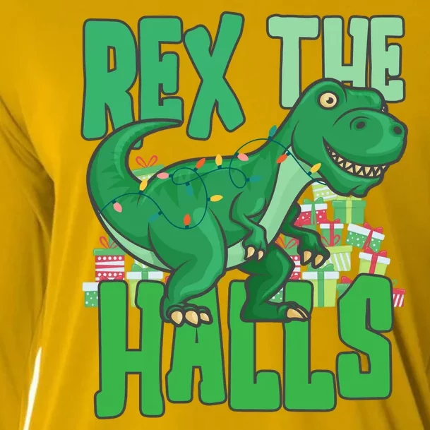 Rex The Halls Dinosaur Christmas Cooling Performance Long Sleeve Crew