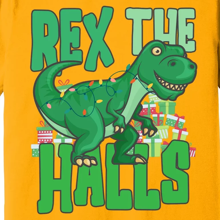 Rex The Halls Dinosaur Christmas Premium T-Shirt