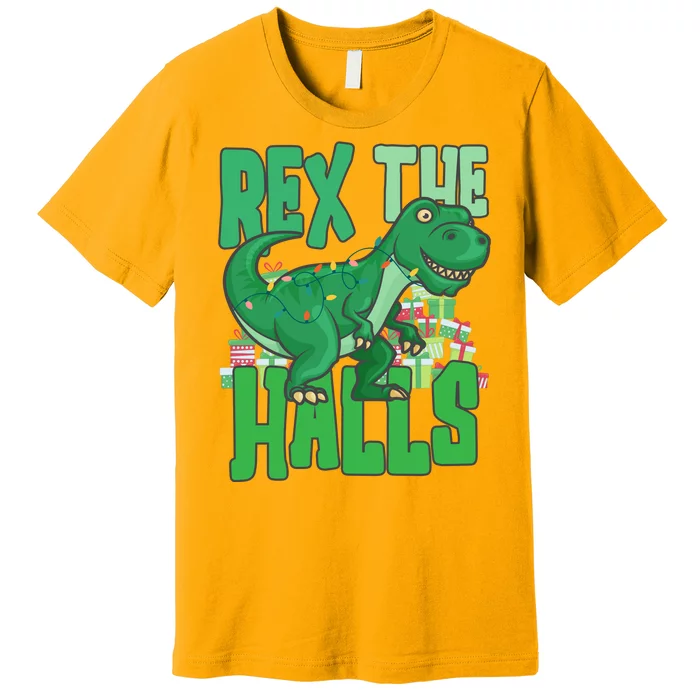 Rex The Halls Dinosaur Christmas Premium T-Shirt