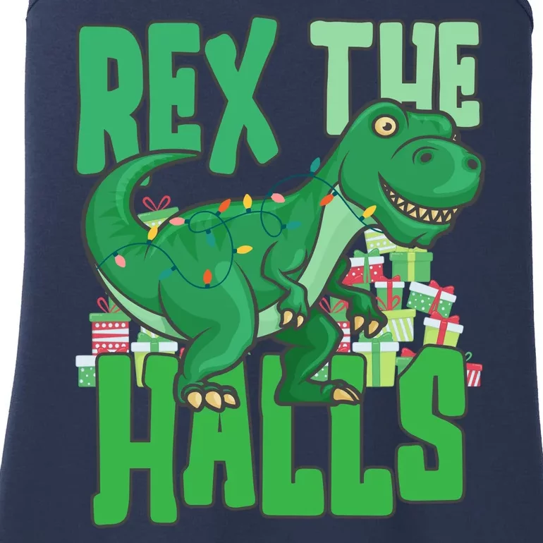 Rex The Halls Dinosaur Christmas Ladies Essential Tank