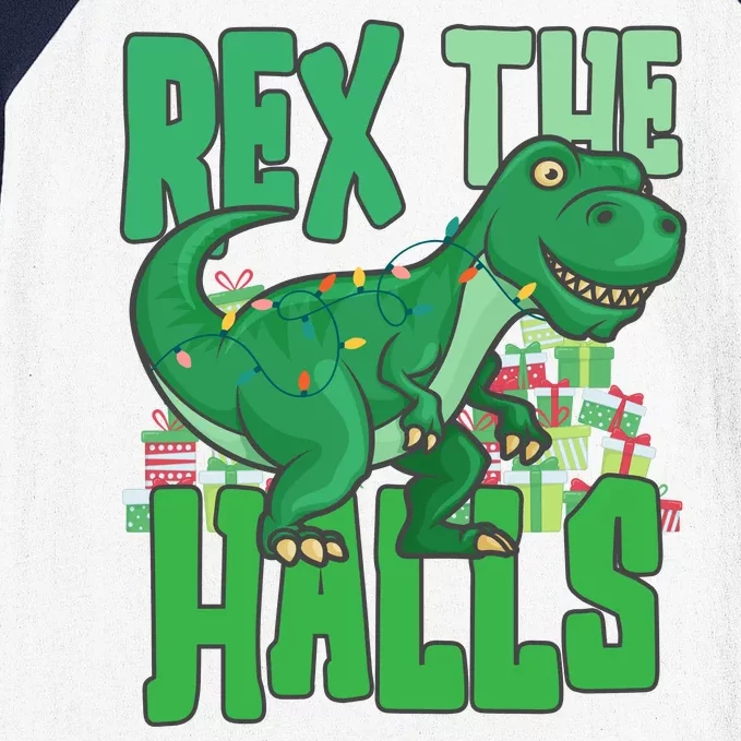 Rex The Halls Dinosaur Christmas Baseball Sleeve Shirt