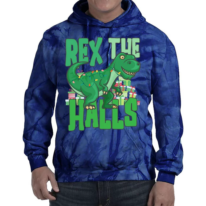 Rex The Halls Dinosaur Christmas Tie Dye Hoodie