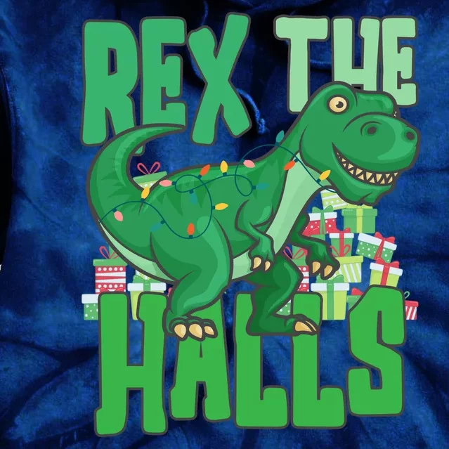 Rex The Halls Dinosaur Christmas Tie Dye Hoodie