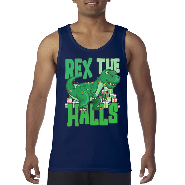 Rex The Halls Dinosaur Christmas Tank Top