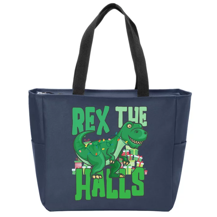 Rex The Halls Dinosaur Christmas Zip Tote Bag