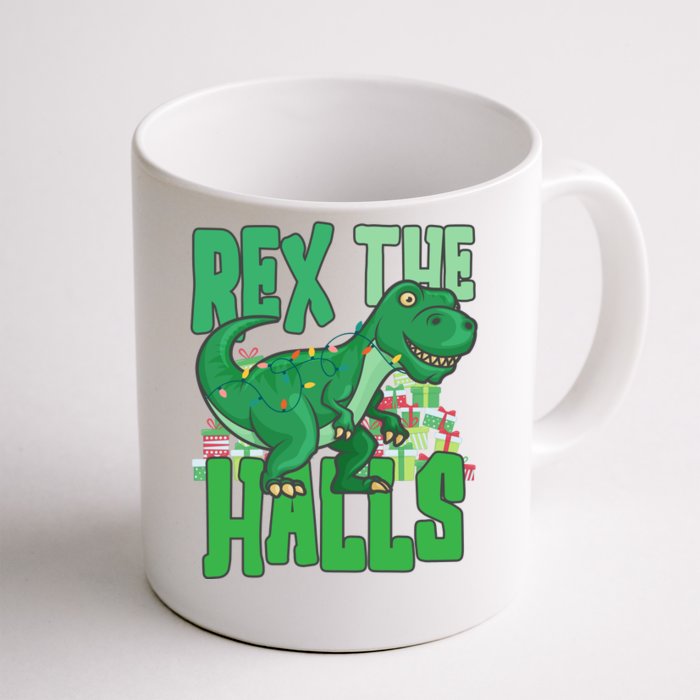 Rex The Halls Dinosaur Christmas Front & Back Coffee Mug