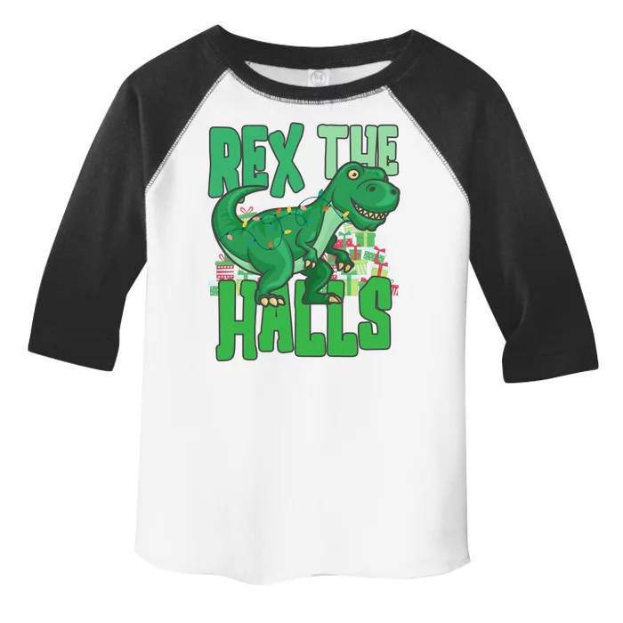 Rex The Halls Dinosaur Christmas Toddler Fine Jersey T-Shirt