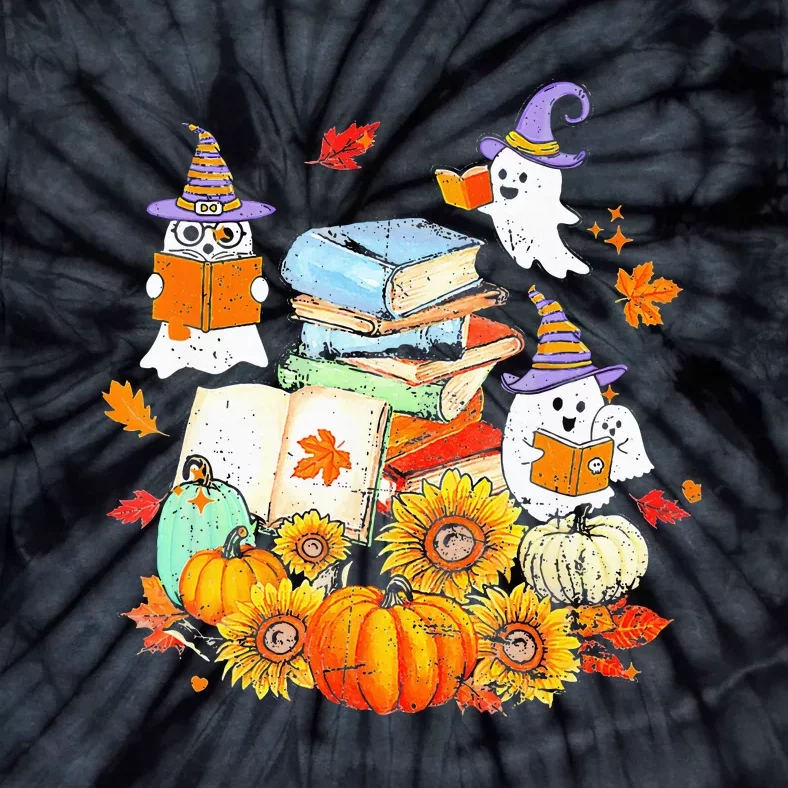 Retro Teacher Halloween Ghost Read More Books Teacher Gifts Tie-Dye T-Shirt