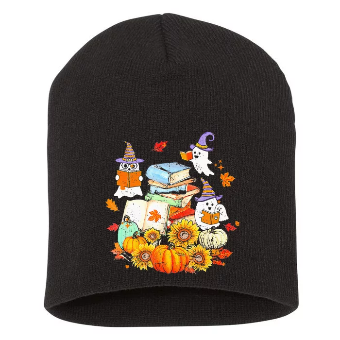 Retro Teacher Halloween Ghost Read More Books Teacher Gifts Short Acrylic Beanie