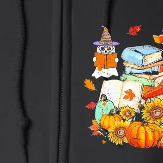 Retro Teacher Halloween Ghost Read More Books Teacher Gifts Full Zip Hoodie