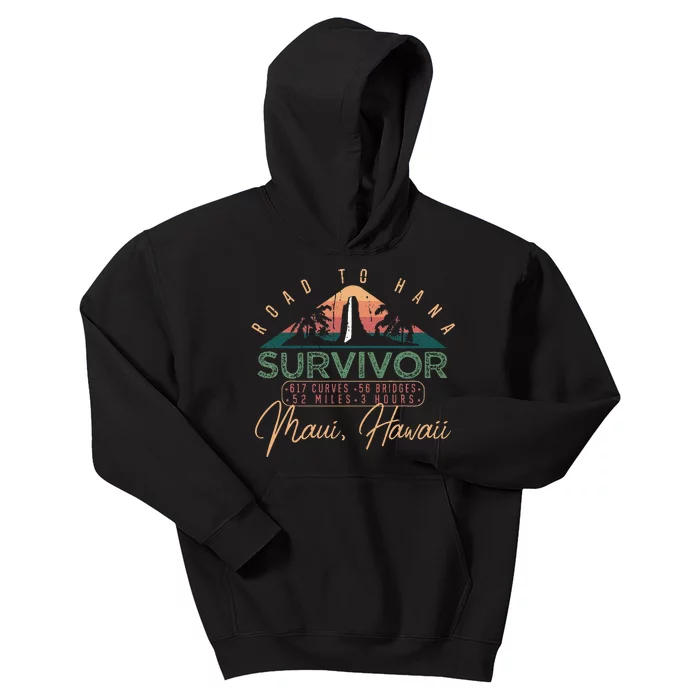 Road To Hana Survivor Curvy Palm Maui Hawaii Lover Kids Hoodie