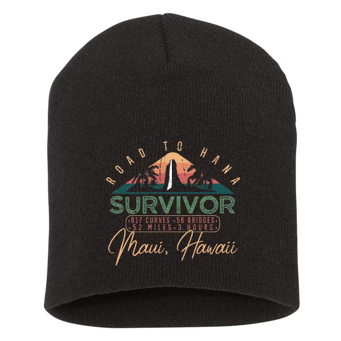 Road To Hana Survivor Curvy Palm Maui Hawaii Lover Short Acrylic Beanie