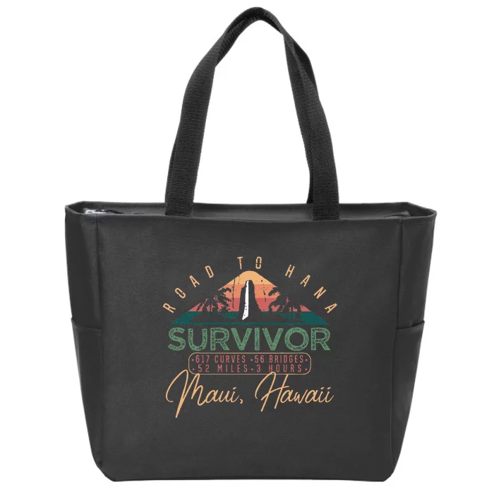 Road To Hana Survivor Curvy Palm Maui Hawaii Lover Zip Tote Bag