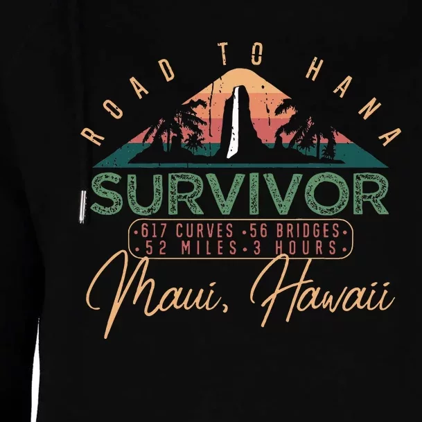 Road To Hana Survivor Curvy Palm Maui Hawaii Lover Womens Funnel Neck Pullover Hood