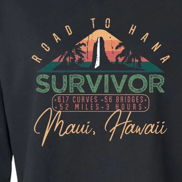 Road To Hana Survivor Curvy Palm Maui Hawaii Lover Cropped Pullover Crew