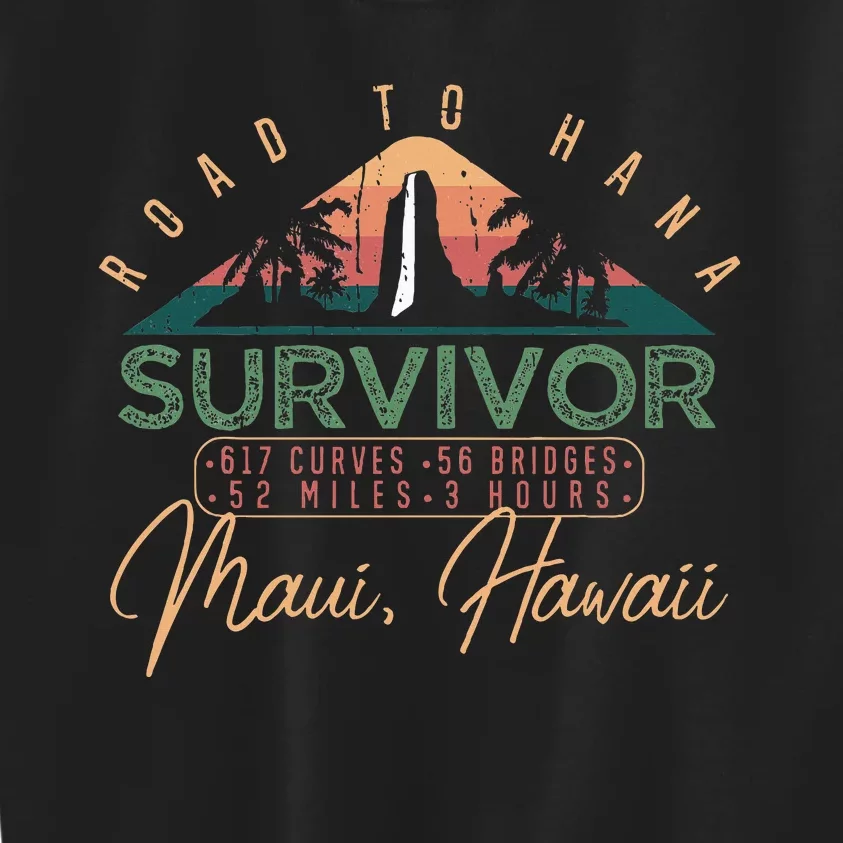 Road To Hana Survivor Curvy Palm Maui Hawaii Lover Kids Sweatshirt