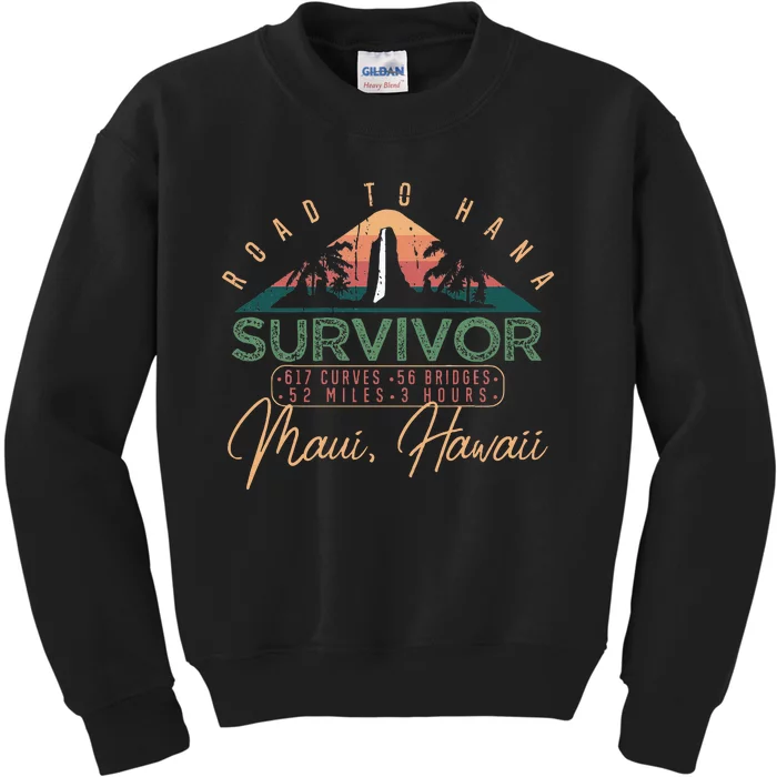 Road To Hana Survivor Curvy Palm Maui Hawaii Lover Kids Sweatshirt