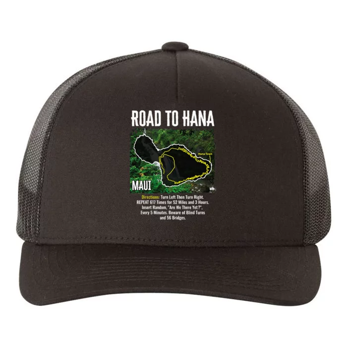 Road To Hana Map Maui Island Surfing Hawaiian Beach Summer Yupoong Adult 5-Panel Trucker Hat