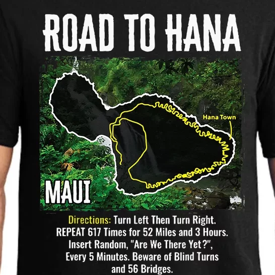 Road To Hana Map Maui Island Surfing Hawaiian Beach Summer Pajama Set