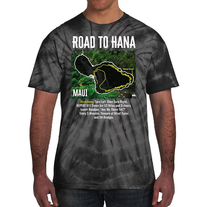 Road To Hana Map Maui Island Surfing Hawaiian Beach Summer Tie-Dye T-Shirt