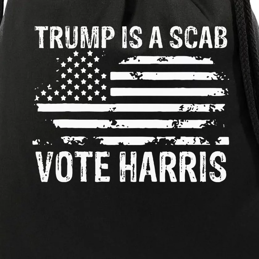 Retro Trump Is A Scab Vote Harris Funny Harris Kamala Trump Drawstring Bag