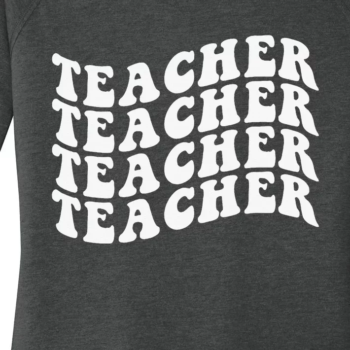 Retro Teacher Inspirational Smile Teacher Elementary School Women's Perfect Tri Tunic Long Sleeve Shirt