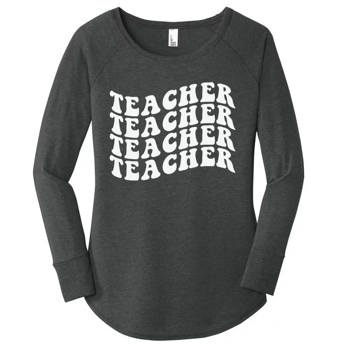 Retro Teacher Inspirational Smile Teacher Elementary School Women's Perfect Tri Tunic Long Sleeve Shirt