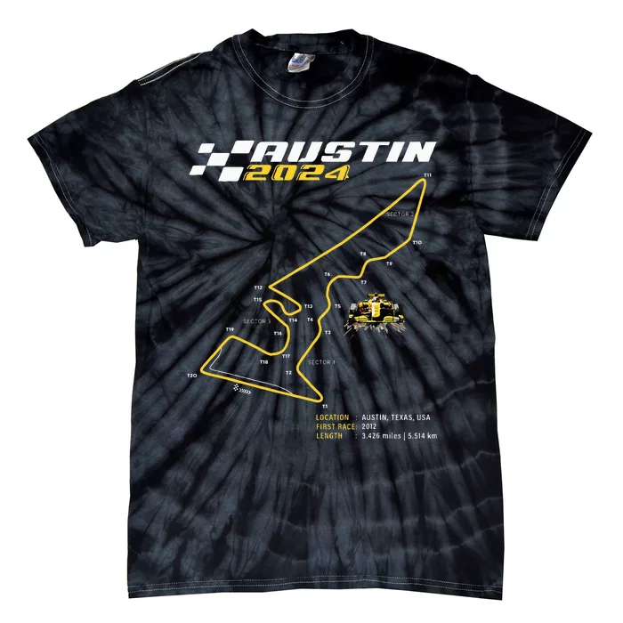 Race Track In Austin Formula Racing Circuits Sport Tie-Dye T-Shirt