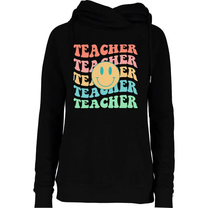 Retro Teacher Inspirational Colorful Elementary School Womens Funnel Neck Pullover Hood