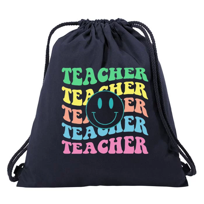 Retro Teacher Inspirational Colorful Elementary School Drawstring Bag