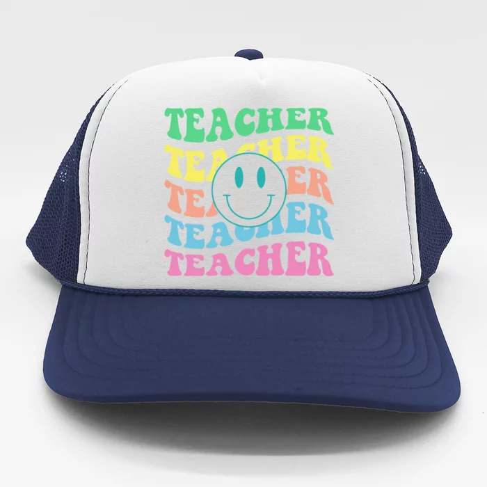 Retro Teacher Inspirational Colorful Elementary School Trucker Hat