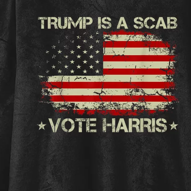 Retro Trump Is A Scab Vote Harris Funny Harris Kamala Trump Hooded Wearable Blanket