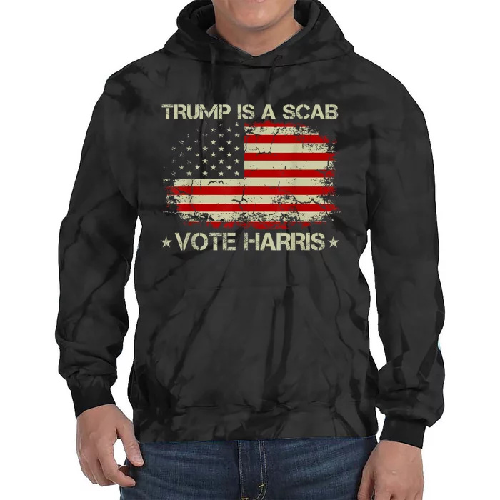 Retro Trump Is A Scab Vote Harris Funny Harris Kamala Trump Tie Dye Hoodie