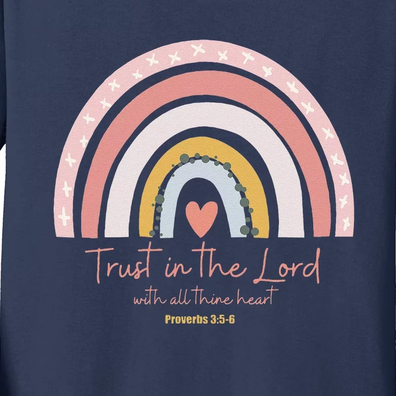 Rainbow Trust In The Lord With All Heart Christian Religious Kids Long Sleeve Shirt