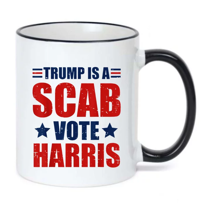 Retro Trump Is A Scab Vote Harris Funny Trump Election 2024 Black Color Changing Mug