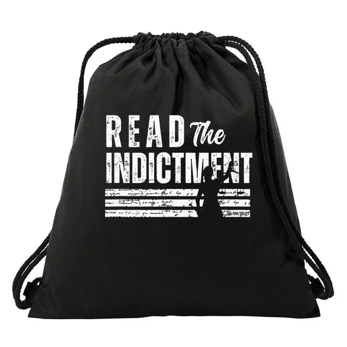 Read the Indictment Donald Trump indictment AntiTrump Drawstring Bag