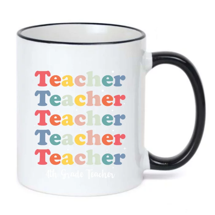 Retro Teacher Inspirational Back To School 4Th Grade Teacher Meaningful Gift Black Color Changing Mug