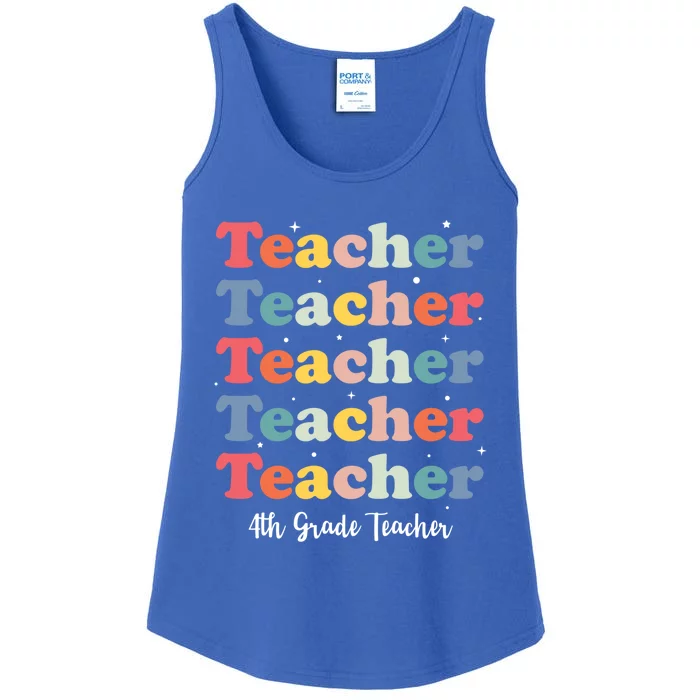 Retro Teacher Inspirational Back To School 4Th Grade Teacher Meaningful Gift Ladies Essential Tank