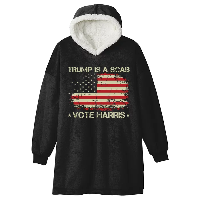 Retro Trump Is A Scab Vote Harris Funny Harris Kamala Trump Hooded Wearable Blanket